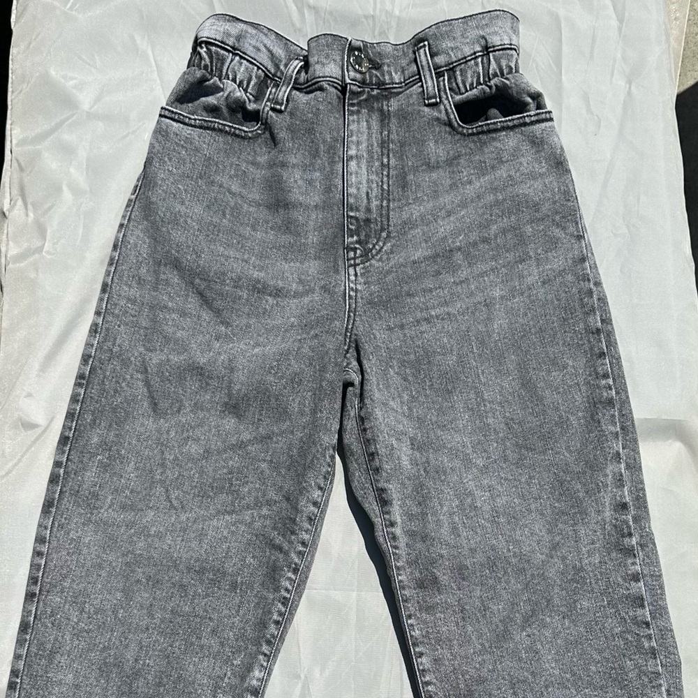Pinko Ruched Elastic Waist Jeans (Black/Gray), Size 25/26